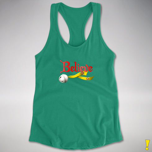 Believe Intersex Pride Flag Jingle Bell Racerback Tank - Kelly Green